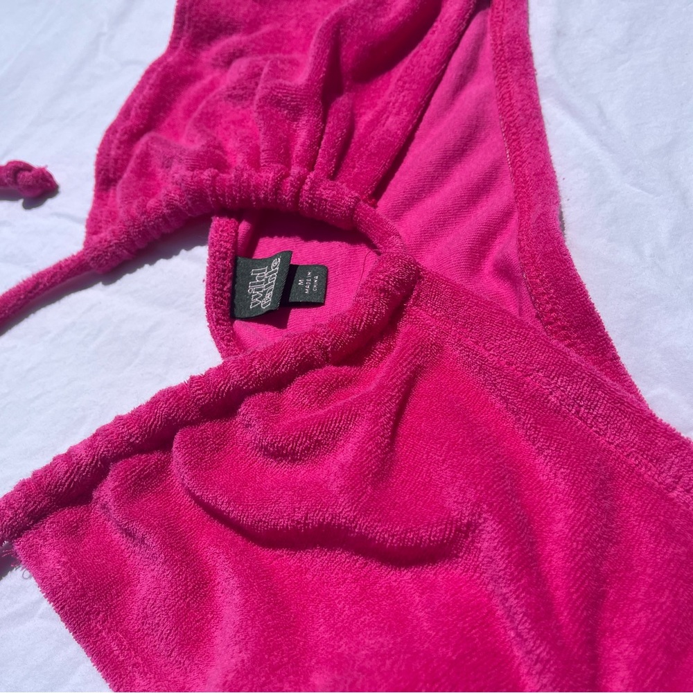 Wild Fable tube/cross top multi ways to wear, hot pink terry cloth